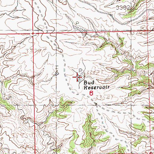 Topographic Map of Bud Reservoir, MT