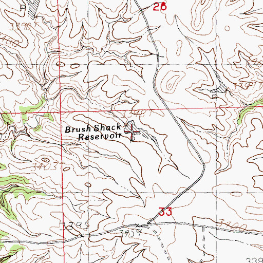 Topographic Map of Brush Shack Reservoir, MT