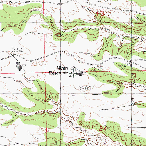 Topographic Map of Wren Reservoir, MT