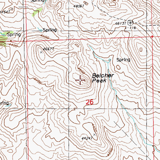 Topographic Map of Belcher Peak, MT