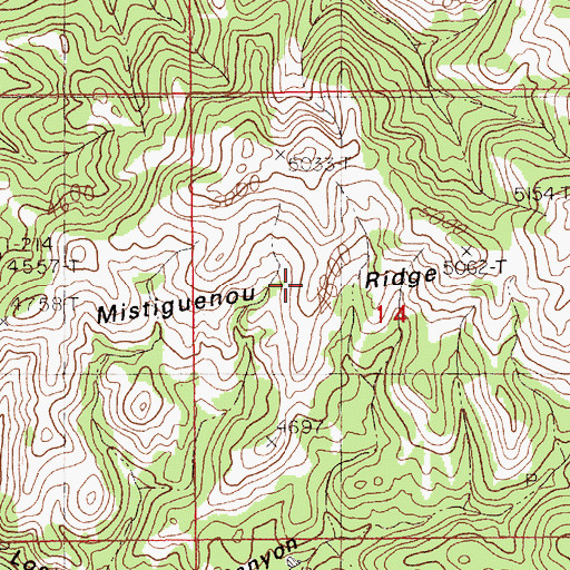 Topographic Map of Mistiguenou Ridge, MT