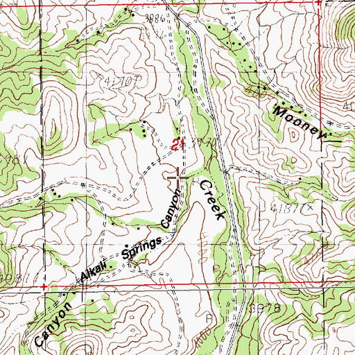 Topographic Map of Alkali Springs Canyon, MT
