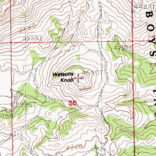 Topographic Map of Watsons Knob, MT