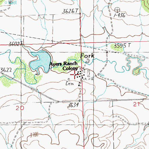 Topographic Map of Ayers Ranch Colony, MT