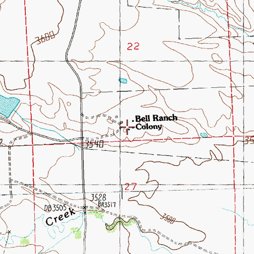 Topographic Map of Bell Ranch Colony, MT