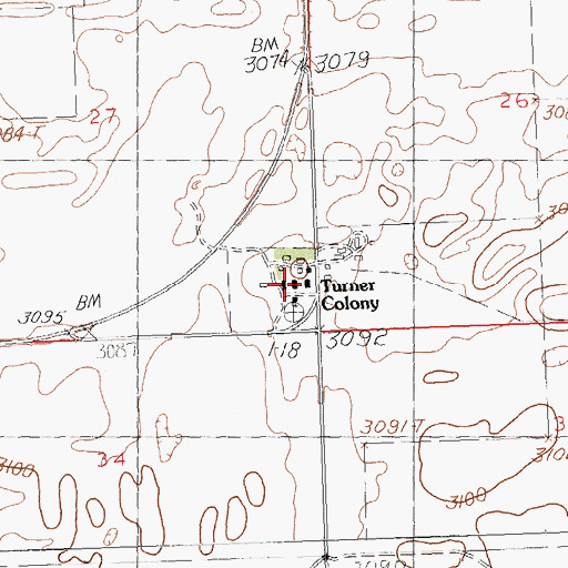 Topographic Map of Turner Colony, MT