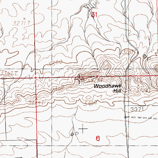 Topographic Map of Woodhawk Hill, MT