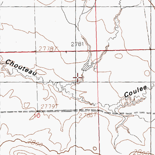 Topographic Map of North Fork Chouteau Coulee, MT