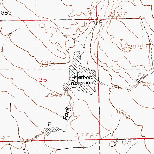 Topographic Map of Harbolt Reservoir, MT