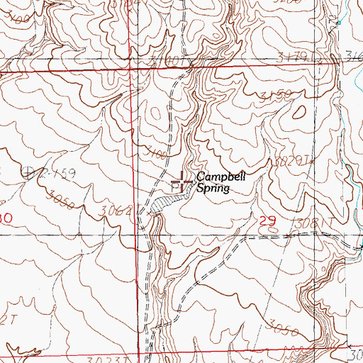 Topographic Map of Campbell Spring, MT