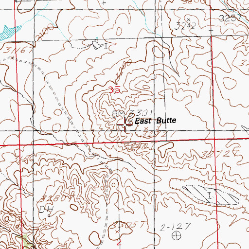 Topographic Map of East Butte, MT