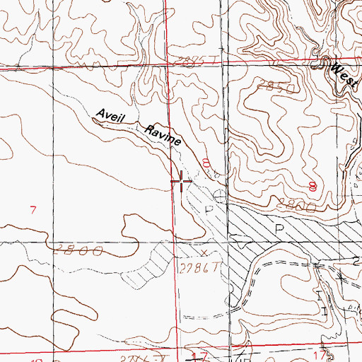 Topographic Map of Aveil Ravine, MT