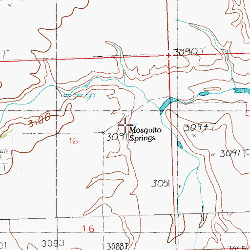 Topographic Map of Mosquito Springs, MT