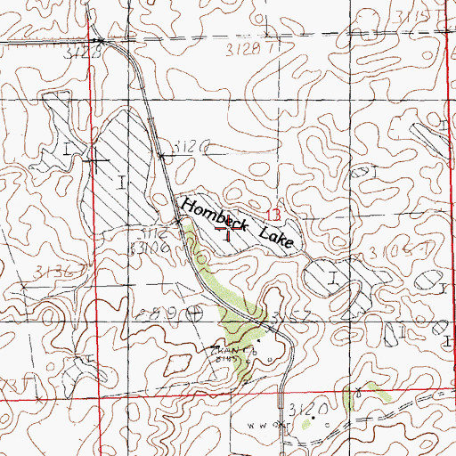 Topographic Map of Hornbeck Lake, MT