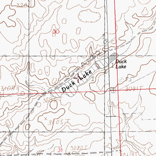 Topographic Map of Duck Lake, MT
