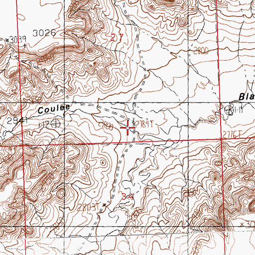 Topographic Map of Little Jewel Coulee, MT