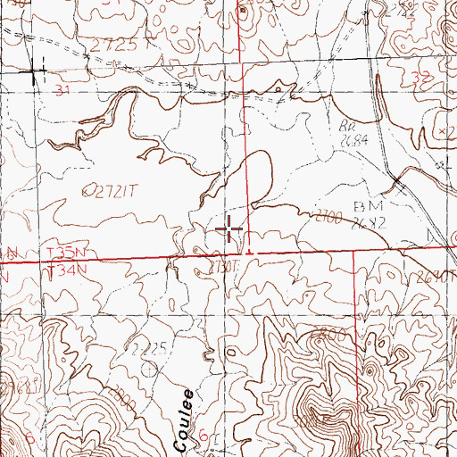 Topographic Map of Reservoir Coulee, MT