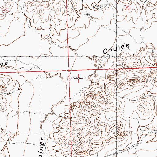 Topographic Map of Alkali Coulee, MT