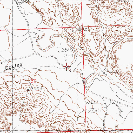 Topographic Map of Joiner Coulee, MT