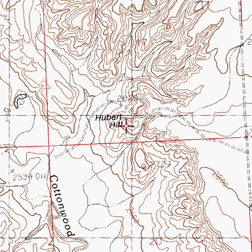 Topographic Map of Hubert Hill, MT