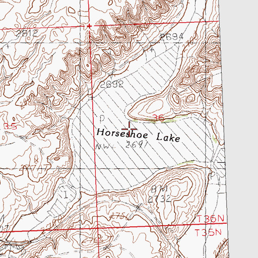 Topographic Map of Horseshoe Lake, MT