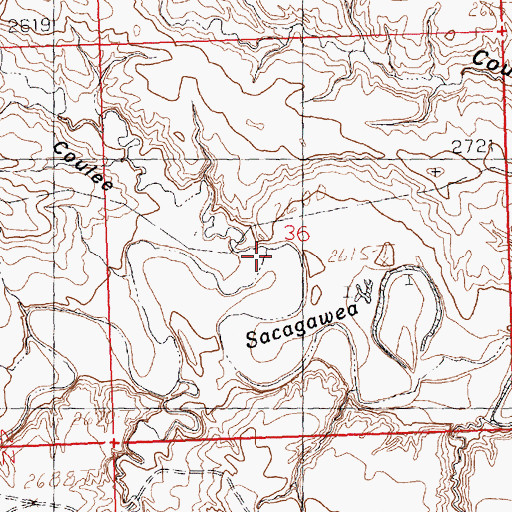 Topographic Map of Whisker Coulee, MT