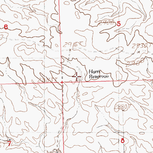 Topographic Map of Harri Reservoir, MT