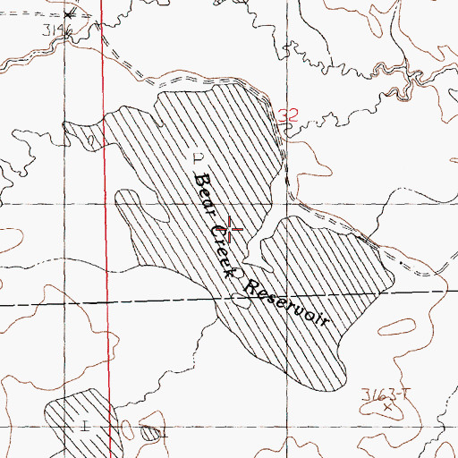 Topographic Map of Bear Creek Reservoir, MT