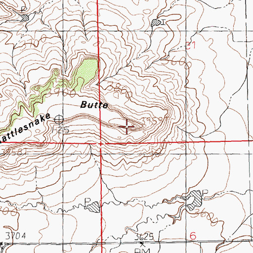 Topographic Map of Rattlesnake Butte, MT