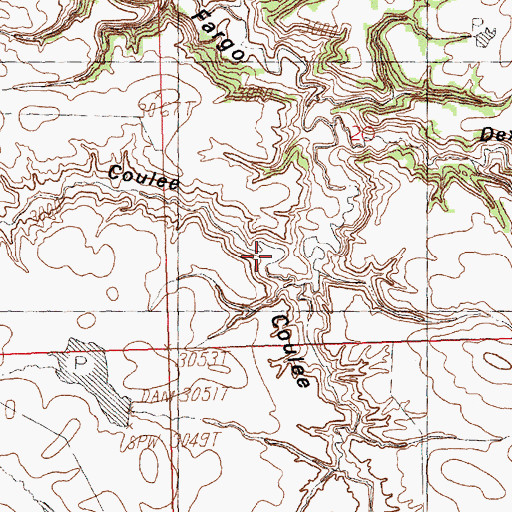 Topographic Map of Griffee Coulee, MT