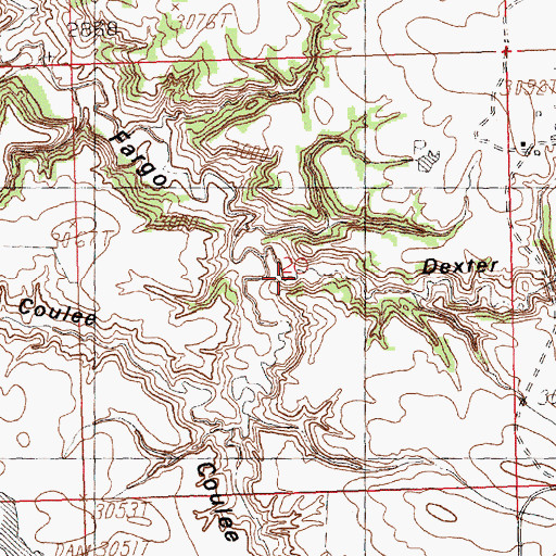 Topographic Map of Dexter Coulee, MT