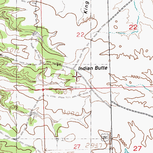 Topographic Map of Indian Butte, MT