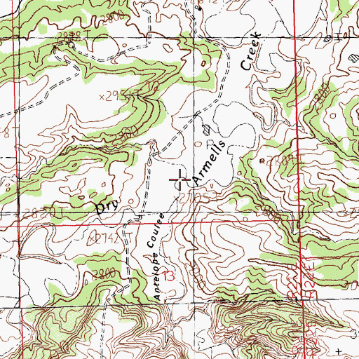 Topographic Map of Antelope Coulee, MT