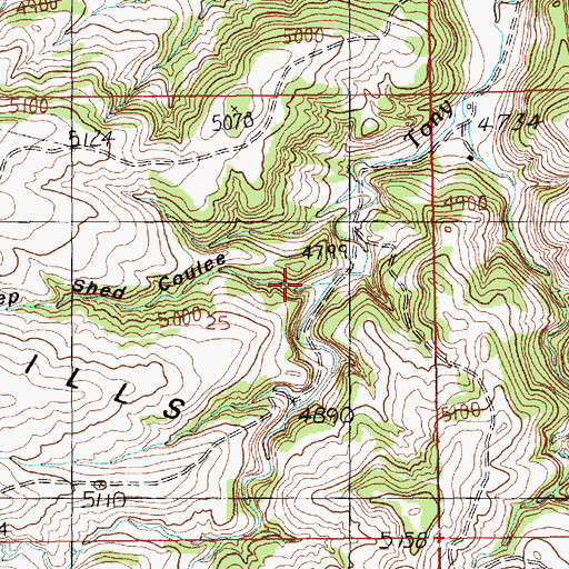 Topographic Map of Sheep Shed Coulee, MT