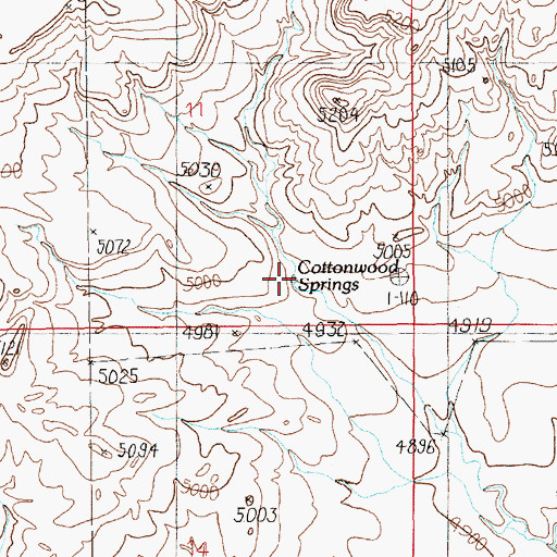 Topographic Map of Cottonwood Springs, MT