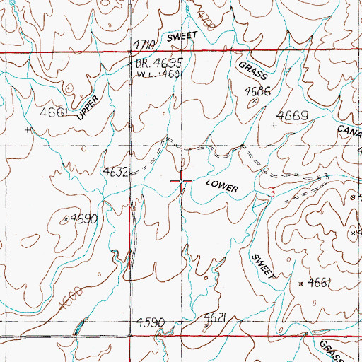 Topographic Map of Lower Sweet Grass Canal, MT