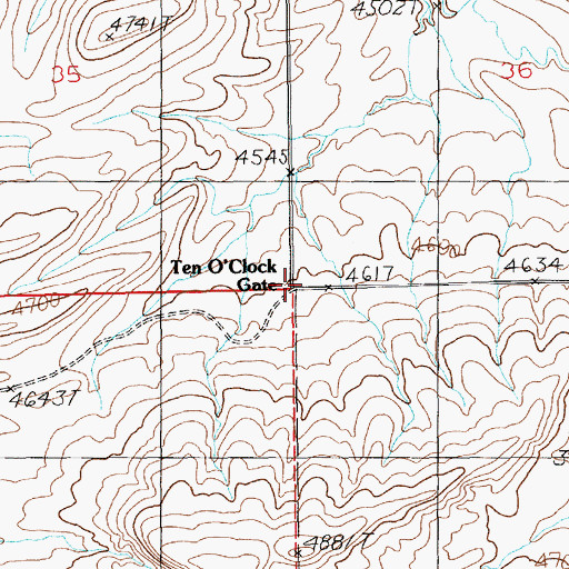 Topographic Map of Ten O'Clock Gate, MT