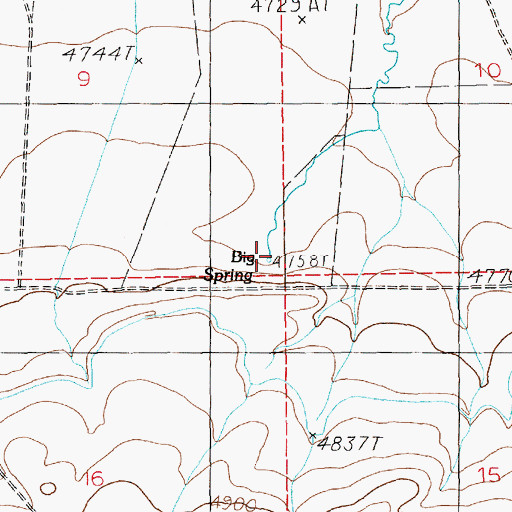 Topographic Map of Big Spring, MT