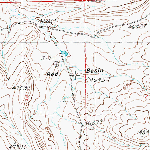 Topographic Map of Red Basin, MT