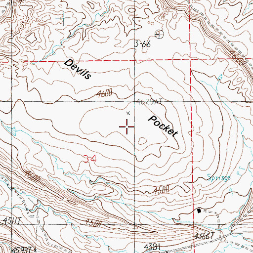 Topographic Map of Devils Pocket, MT