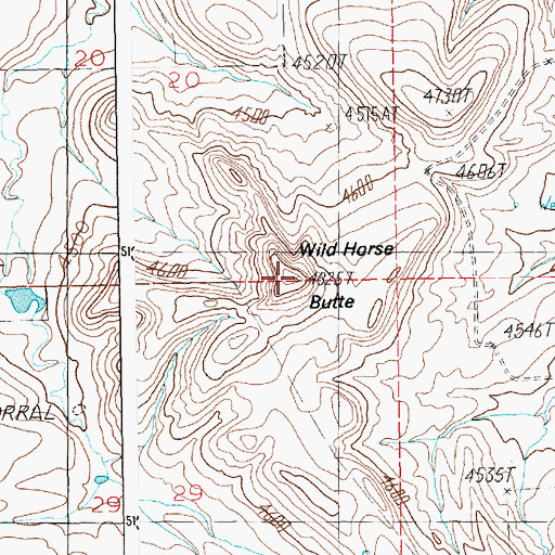 Topographic Map of Wild Horse Butte, MT