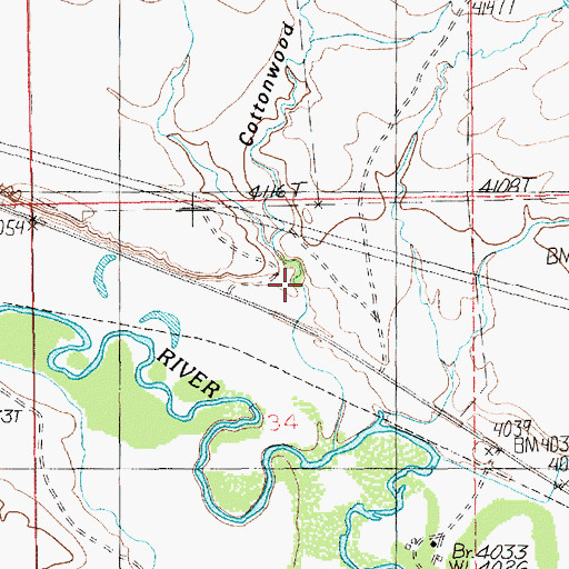 Topographic Map of Cottonwood Coulee, MT