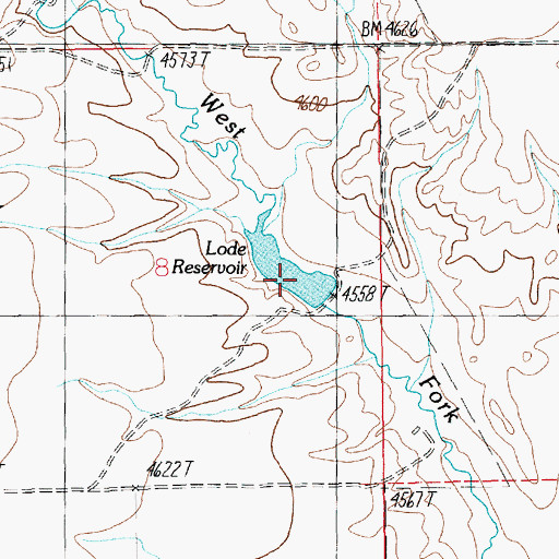 Topographic Map of Lode Reservoir, MT