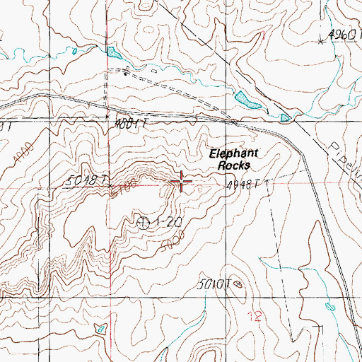 Topographic Map of Elephant Rocks, MT