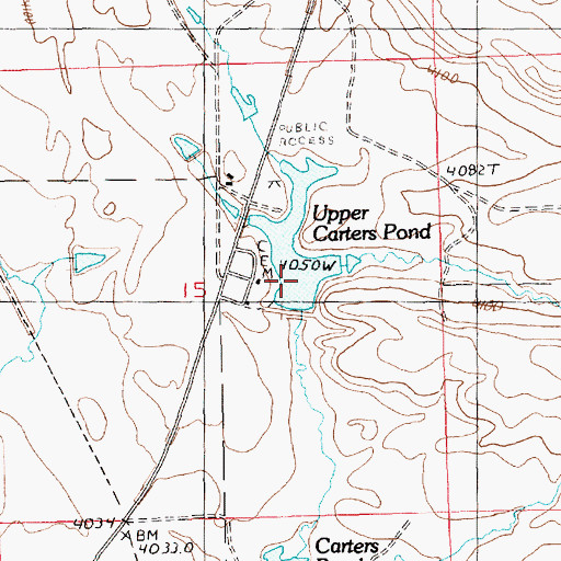 Topographic Map of Upper Carters Pond, MT