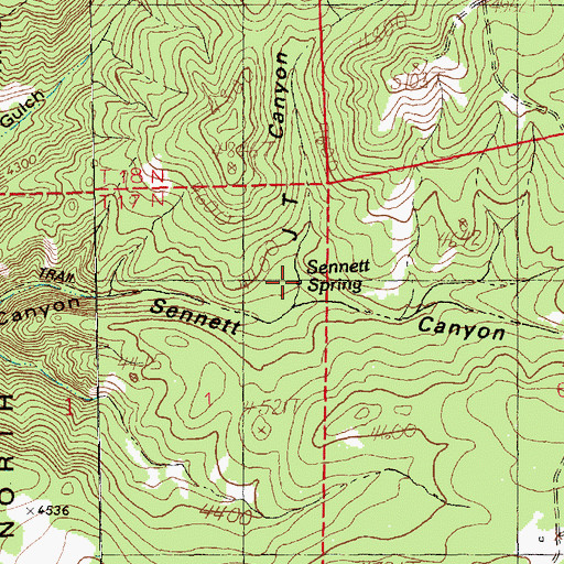 Topographic Map of Sennett Spring, MT