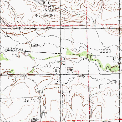 Topographic Map of Brush Creek, MT