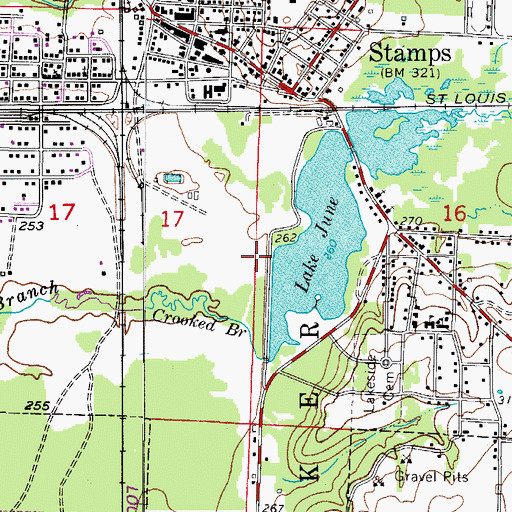 Topographic Map of Lake June Dam, AR