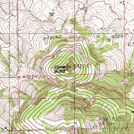 Topographic Map of Cone Butte, MT