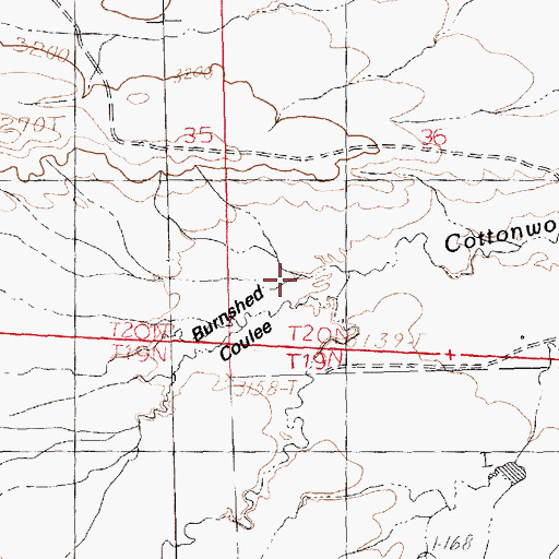 Topographic Map of Burnshed Coulee, MT